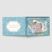 Gemischtes blaues Seidenmuster mit weißen Glitzern Gästebuch (Voll)