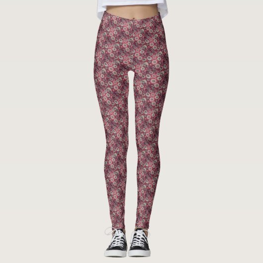 Gemischtes braunes Kreismuster Leggings (Vorderseite)
