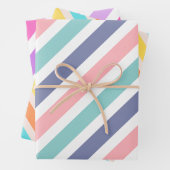 Gemischtes farbenfrohes Streifenmuster Geschenkpapier Set (Beispiel)