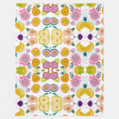 Gemischtes Fruchtmuster Weißer Hintergrund lila ro Fleecedecke (Vorderseite)