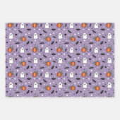 Gemischtes Lila Halloween-Muster Ghost Pumpkin-Bat Geschenkpapier Set (Vorderseite 3)