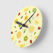 Gemischtes Obst 2 Runde Wanduhr (Winkel)