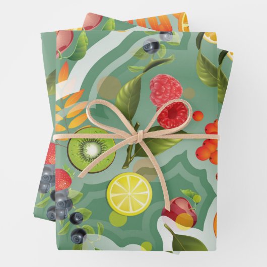 Gemischtes Obst 7 Geschenkpapier Set (Beispiel)