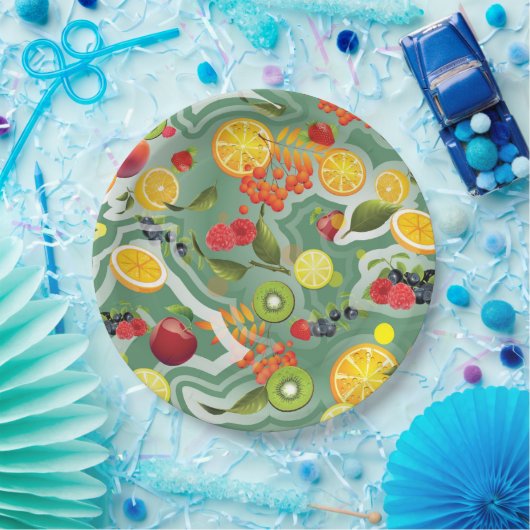 Gemischtes Obst 7 Pappteller (Party)