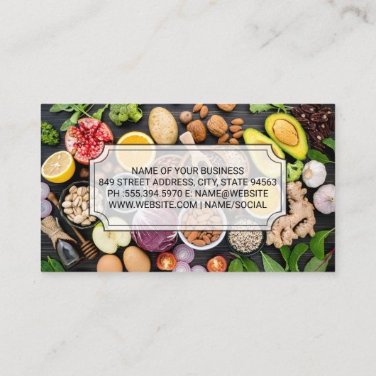 Gemischtes Obst und Gemüse Visitenkarte (Rückseite)