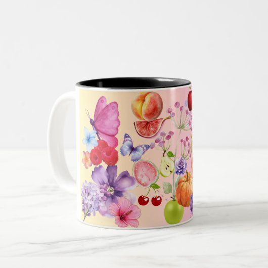 Gemischtes Obst Zweifarbige Tasse (Vorderseite Links)