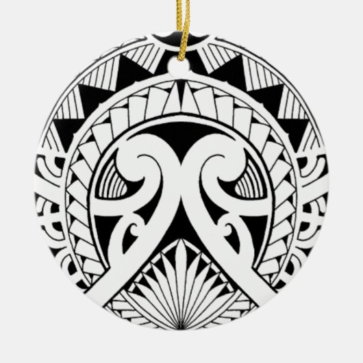 gemischtes polynesisches Maori- Stammes- Keramik Ornament (Vorne)