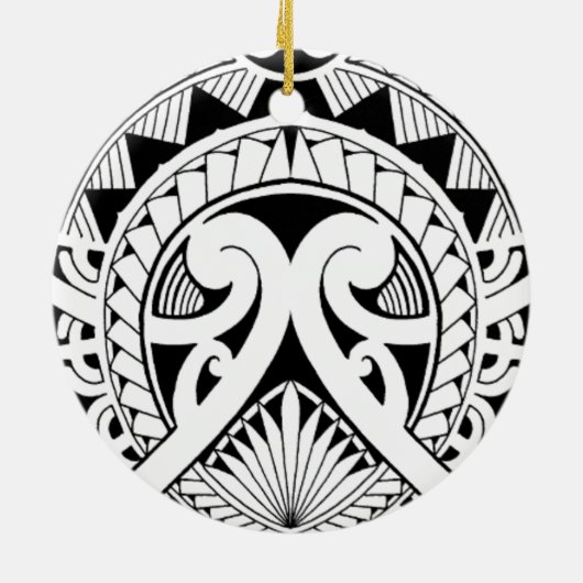gemischtes polynesisches Maori- Stammes- Keramik Ornament (Hinten)