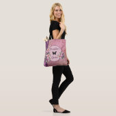 Gemischtes rosa Blumenmuster Tasche (Am Model)