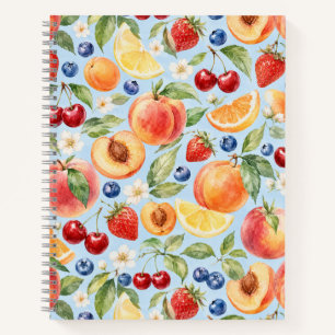 Gemischtes Sommerfrucht-Wasserfarbmuster Notizblock