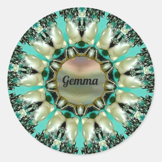 GEMMA ~ Abstraktes Muster ~ Personalisiert ~ Runder Aufkleber (Vorderseite)