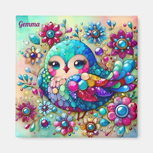 GEMMA ~ Niedlich Bright Metallic Bird ~ Magnet (Vorne)