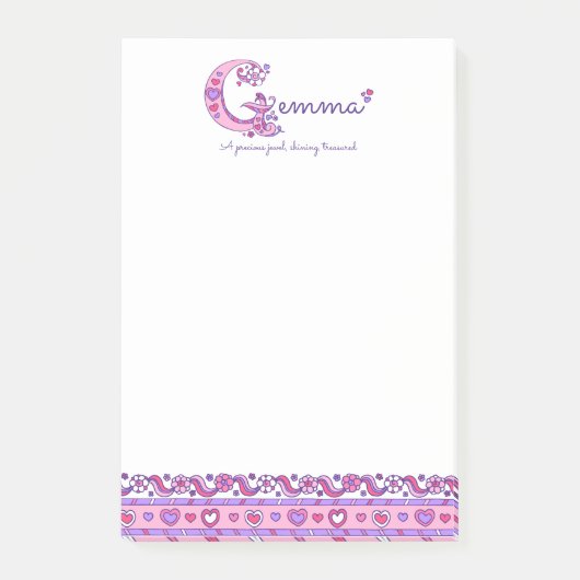 Gemma personalisierter G-Name bedeutet Post notier Post-it Klebezettel (Vorderseite)