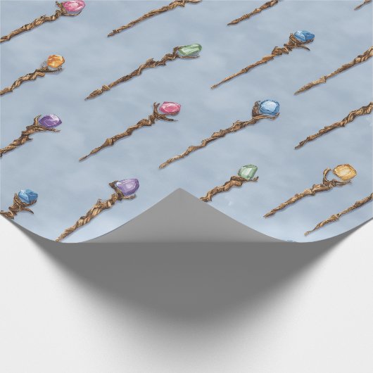 Gemmed Wizard Staves Wrapping Paper Geschenkpapier (Ecke)