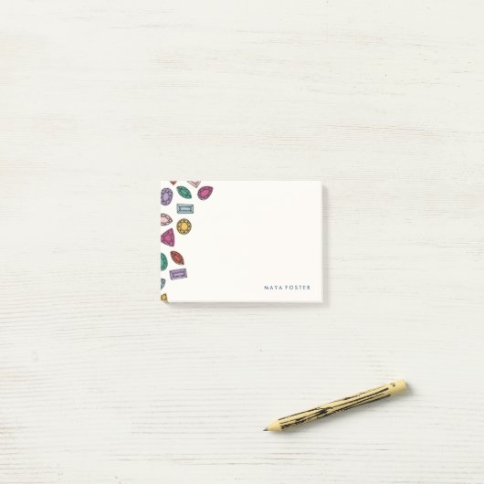 Gems (klein) - Saphir Post-it Klebezettel (Auf Schreibtisch)