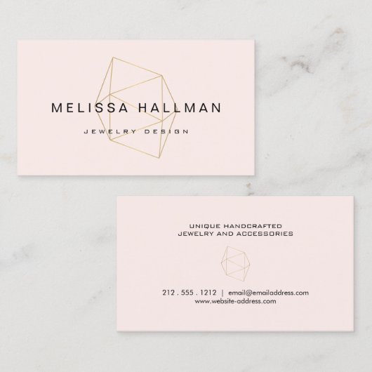Gemsteinrosa, modern geometrisch visitenkarte (Vorne/Hinten)