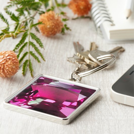 Gemsteinrosa Schlüsselanhänger (Seite)