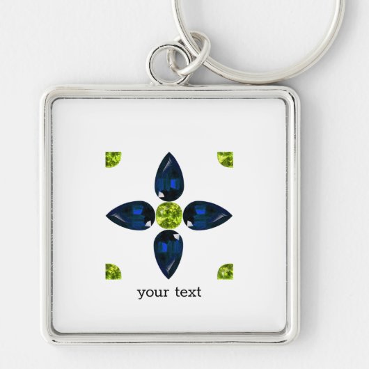 Gemstone Art, Blau und Gelb Schlüsselanhänger (Vorne)