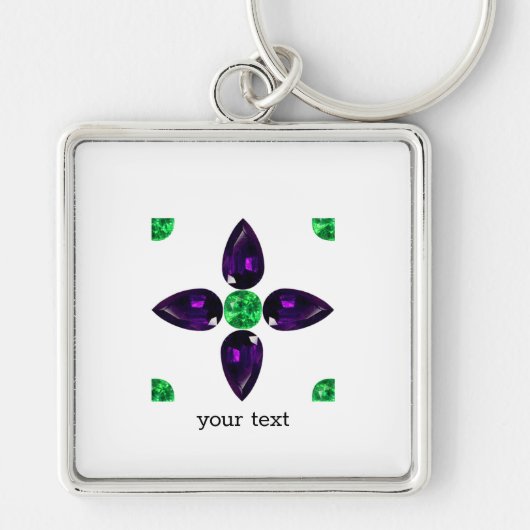 Gemstone Art, grün und Lila Schlüsselanhänger (Vorne)
