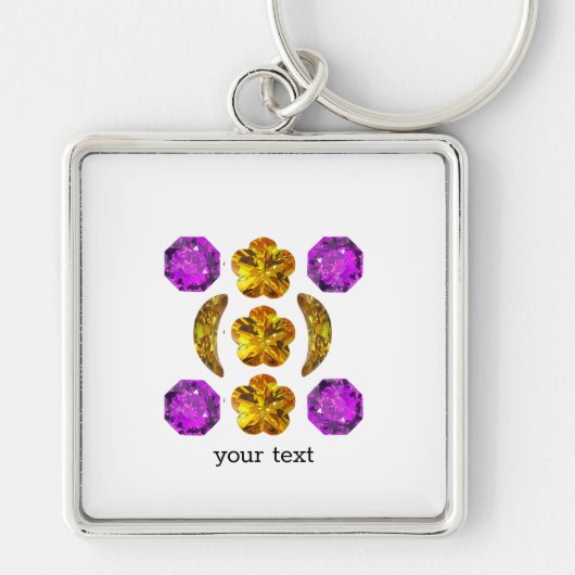 Gemstone Art Lila Orange Schlüsselanhänger (Vorne)