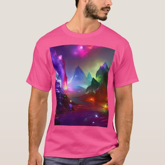 Gemstone Berge Fantasy Multicolor Crystal Acti T-Shirt (Vorderseite)