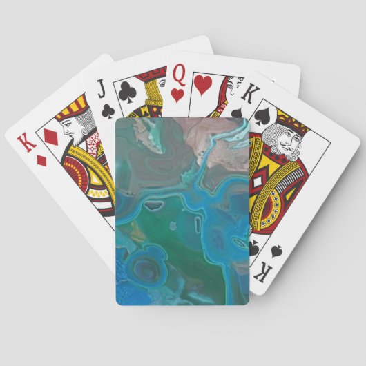 Gemstone Blue Green Swirl Polished Stone Nature Spielkarten (Rückseite)