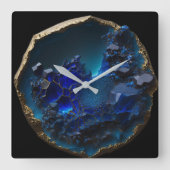 Gemstone Blue Sapphire Crystal Rock Quadratische Wanduhr (Vorderseite)