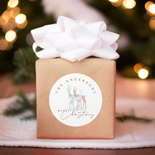 Gemstone Crystal Reindeer Frohe Weihnachten Runder Aufkleber