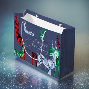 Gemstone Crystal Reindeer Frohe Weihnachtsfeiertag Große Geschenktüte