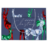 Gemstone Crystal Reindeer Frohe Weihnachtsfeiertag Große Geschenktüte (Vorderseite)