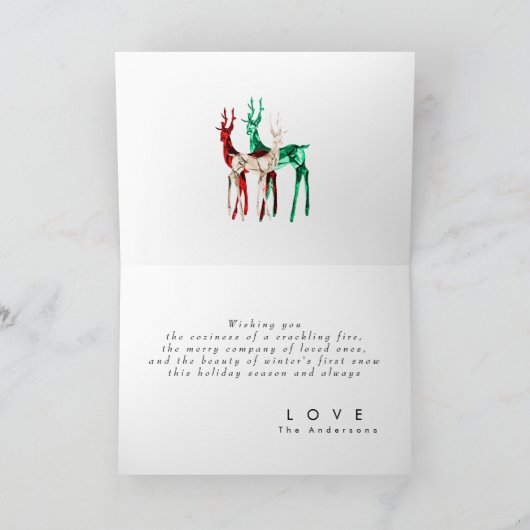 Gemstone Crystal Reindeer Frohe Weihnachtsfeiertag Karte (Innenseite)