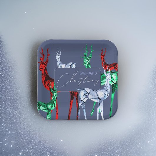 Gemstone Crystal Reindeer Frohe Weihnachtsfeiertag Pappteller