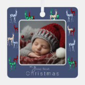 Gemstone Crystal Rentier Baby's First Christmas Ornament Aus Metall (Vorderseite)