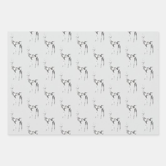 Gemstone Crystal Rentier Weihnachtsmuster Geschenkpapier Set (Vorderseite)