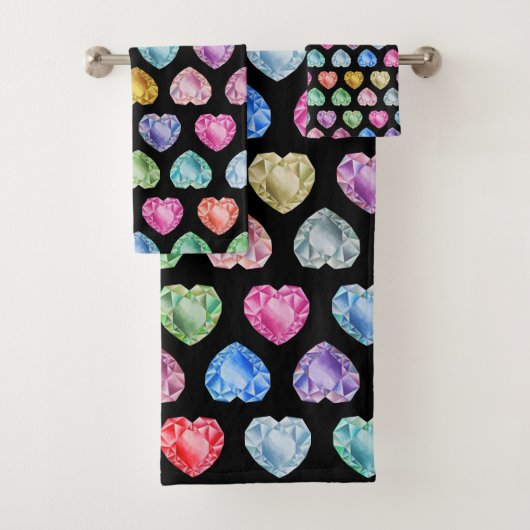 Gemstone Diamond Herz Niedliche Hübsche PastelPrin Badhandtuch Set (Insitu)