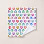 Gemstone Diamond Herz Niedliche Hübsche PastelPrin Badhandtuch Set (Waschlappen)