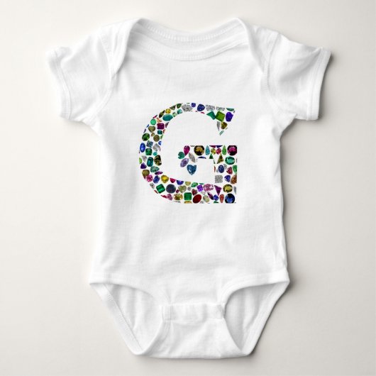 Gemstone Diamond Initial G Monogram Art Baby Strampler (Vorderseite)