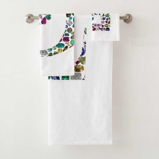 Gemstone Diamond Initial G Monogram Art Badhandtuch Set (Insitu)