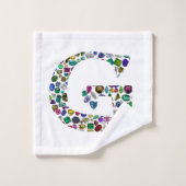 Gemstone Diamond Initial G Monogram Art Badhandtuch Set (Waschlappen)
