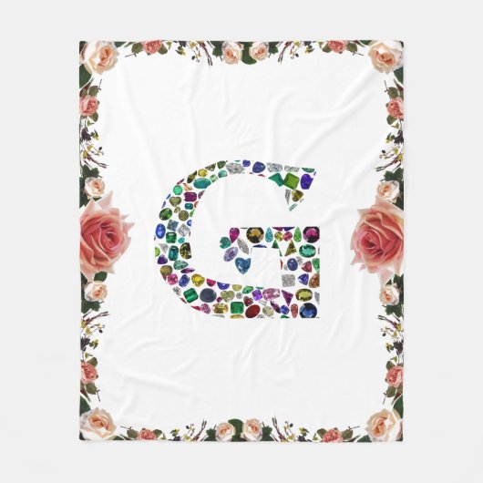 Gemstone Diamond Initial G Monogram Art Fleecedecke (Vorderseite)