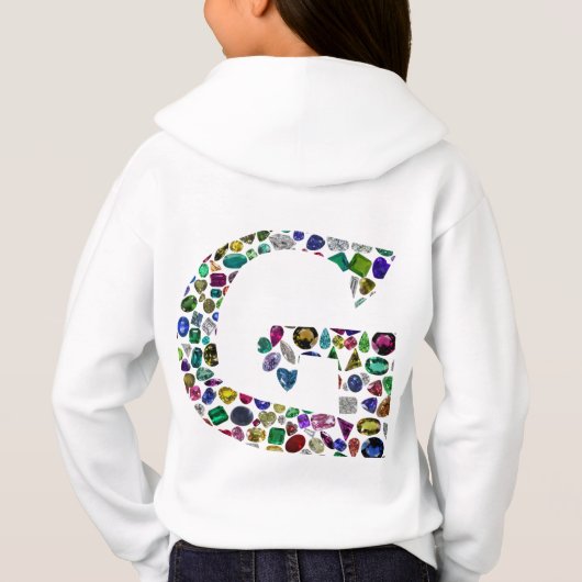 Gemstone Diamond Initial G Monogram Art Hoodie (Rückseite)