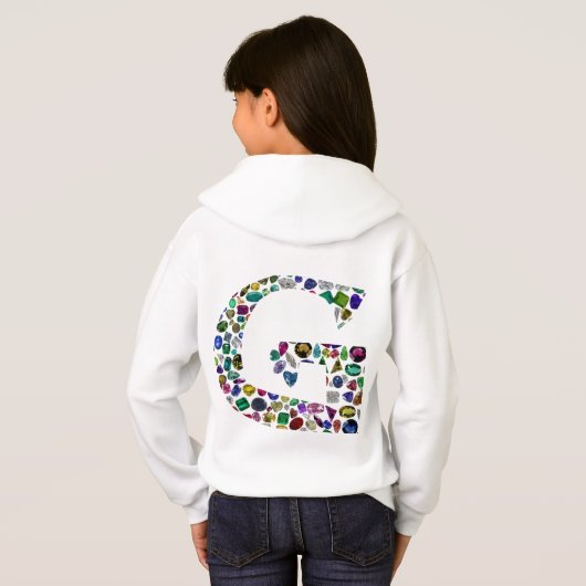 Gemstone Diamond Initial G Monogram Art Hoodie (Schwarz voll)