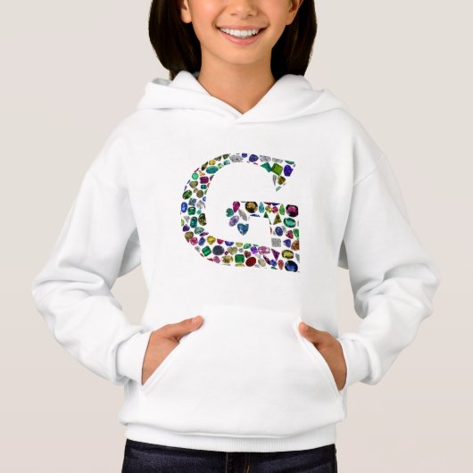 Gemstone Diamond Initial G Monogram Art Hoodie (Vorderseite)