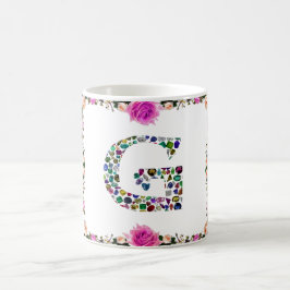 Gemstone Diamond Initial G Monogram Art Kaffeetasse