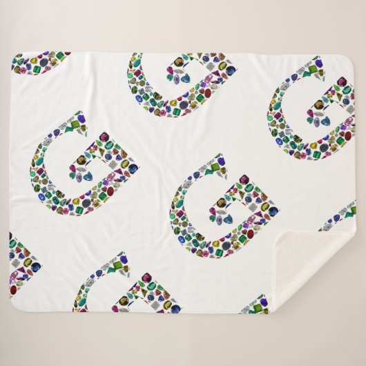 Gemstone Diamond Initial G Monogram Art Sherpadecke (Vorderseite (Horizontal))