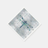 Gemstone Dragonfly auf dem sakralen Geometriemuste Serviette (Ecke)