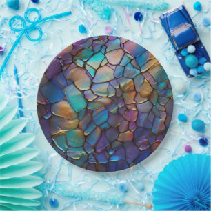 Gemstone Elements Opal farbiges Mix-Muster Pappteller