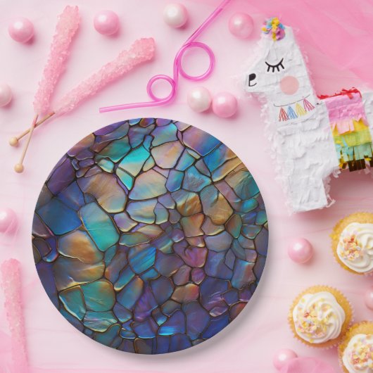 Gemstone Elements Opal farbiges Mix-Muster Pappteller (Party)