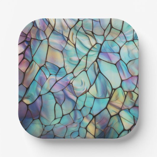 Gemstone Elements Opal farbiges Mix-Muster Pappteller (Vorderseite)