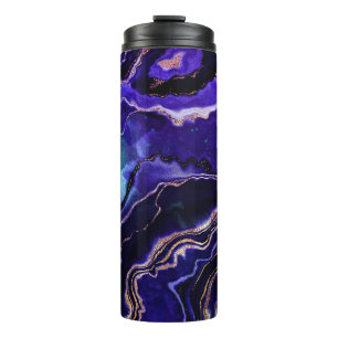 Gemstone Geode Blue Lila Rose Gold Black Agate Thermosbecher